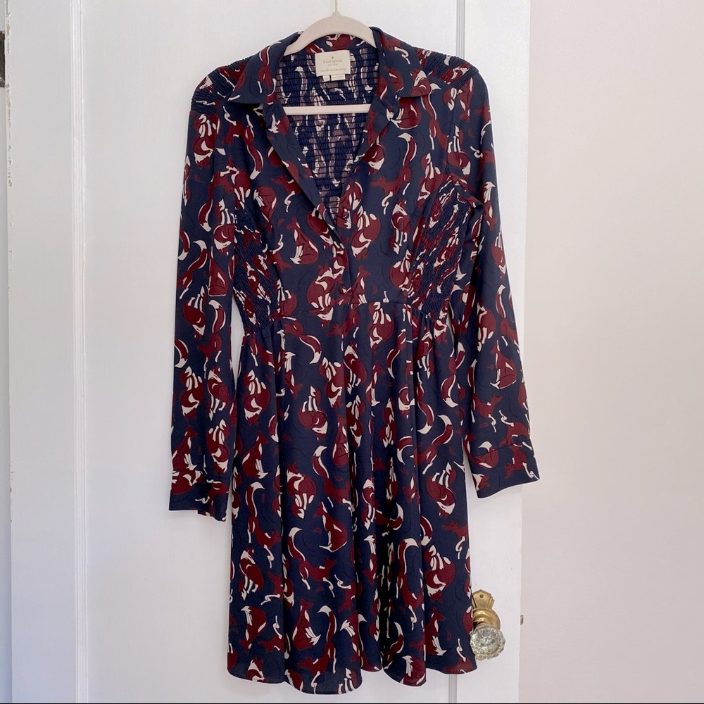 Kate Spade Brooke Street Smocked Fox Dress 6
